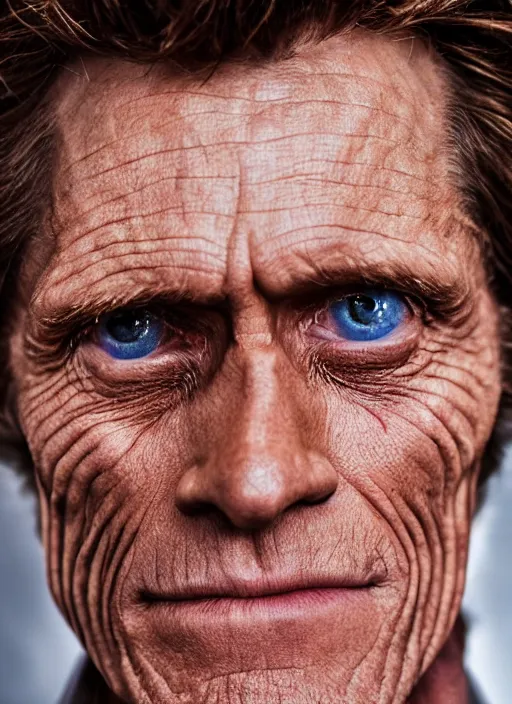 Prompt: photo of Willem Dafoe by Laura Zalenga, head shot, detailed, award winning, Sony a7R