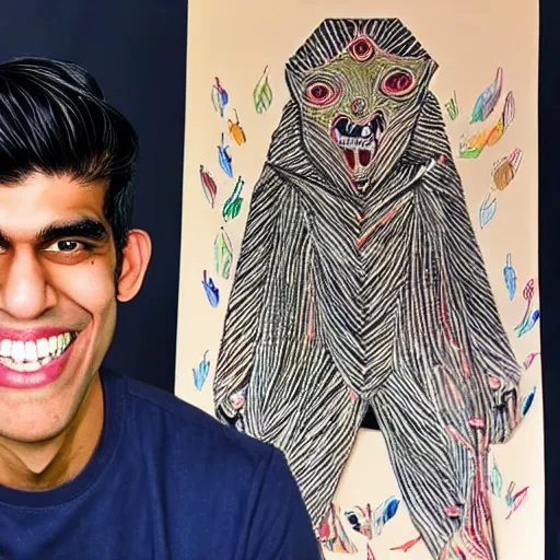 Prompt: detailed art of rishi sunak posing and grinning with a thousand teeth