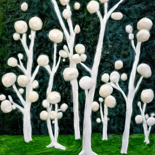 Image similar to marshmallow trrees, dreamy art