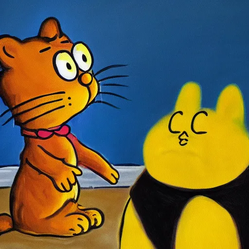 Prompt: impressionalist painting of garfield