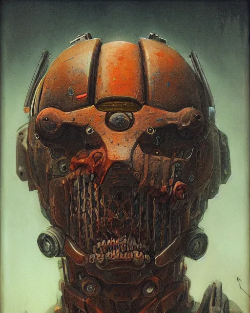 Image similar to portrait of a strogg cyborg from quake 2, by beksinski, trending on artstation, 4 k,