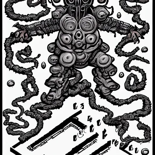 Prompt: Azathoth in the style of Contra 3