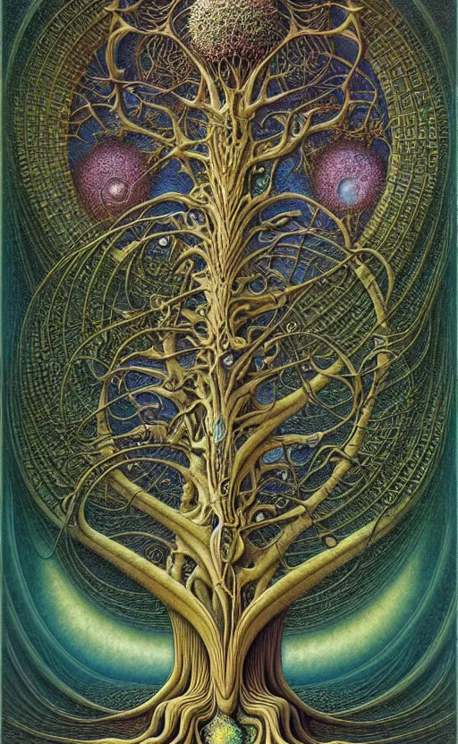 Image similar to tree of life by roger dean and andrew ferez, art forms of nature by ernst haeckel, divine chaos engine, symbolist, visionary, art nouveau, botanical fractal structures, organic, detailed, realistic, surreality