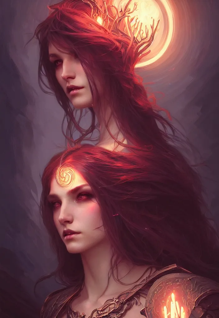 Image similar to Necromancer Sorceress, fantasy magic, undercut hairstyle, dark light night, intricate, elegant, sharp focus, illustration, highly detailed, digital painting, concept art, matte, art by WLOP and Artgerm and Greg Rutkowski and Alphonse Mucha, masterpiece