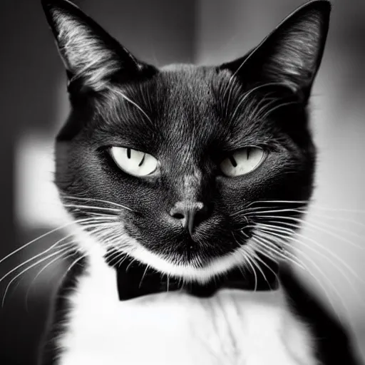 Prompt: a photo of a cat in a tuxedo
