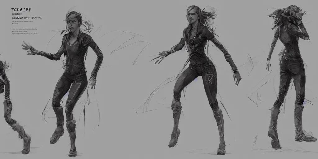 Prompt: tough halston sage running cycle, character sheet, fine details, concept design, contrast, kim jung gi, greg rutkowski, trending on artstation, 8 k, full body, turnaround, front view, back view, ultra wide angle