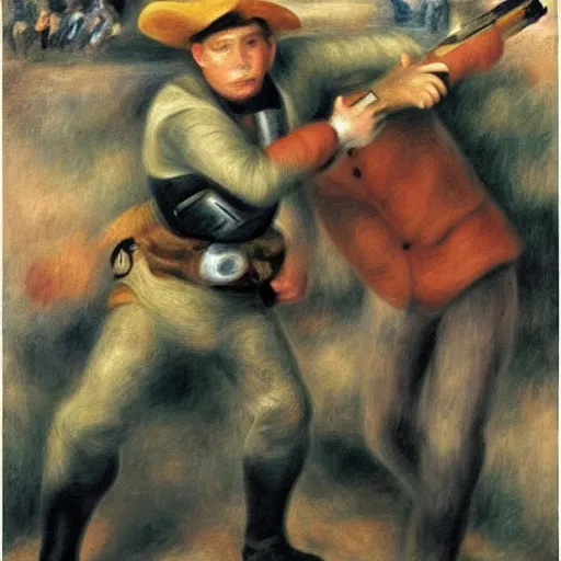 Image similar to jango fetts gun spin goes wrong by pierre - auguste renoir