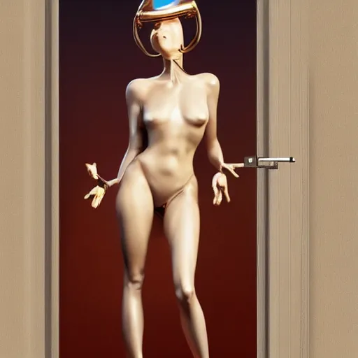 Prompt: stunning gorgeous gynoid in the doorway, photorealistic, highly detailed,