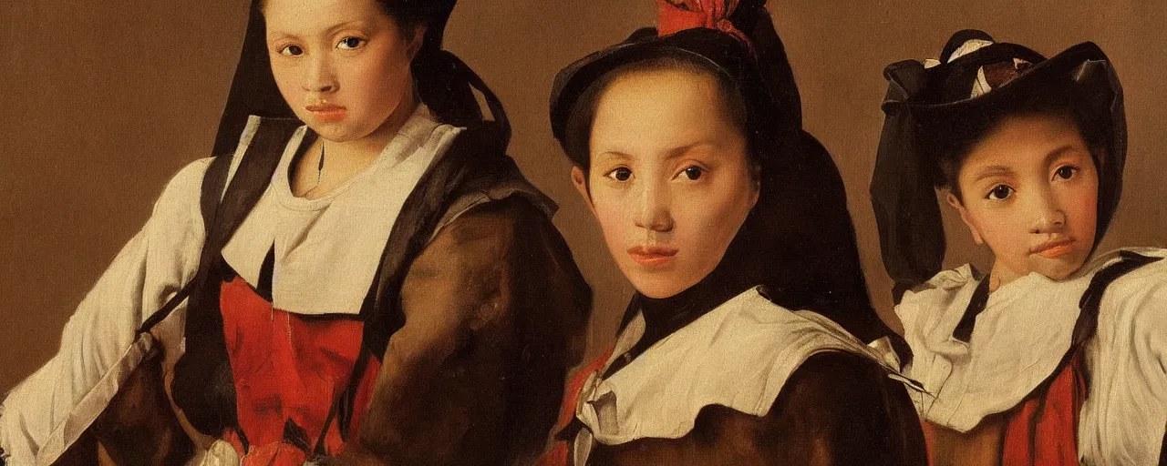 Image similar to painting by diego velasquez, young woman, high resolution, very detailed art