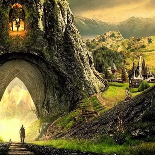 Image similar to Best Lord of the rings beautiful landscape