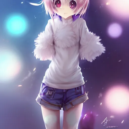 Prompt: advanced full body digital anime art, cute anime female dog hybrid, short white hair, purple watery eyes, dog paws for arms and legs and a big dog tail , full round face :: cinematic lighting, rim lighting, very highly intricately detailed, trending on pixiv :: Steven Artgerm Lau, WLOP, RossDraws, RuanJia, James Jean, Andrei Riabovitchev, Totorrl, Marc Simonetti, Visual Key, and Sakimichan