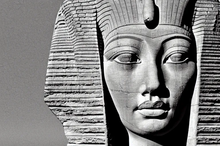 Image similar to Her face was large as that of Memphian sphinx, pedestal'd haply in a palace court, when sages look'd to Egypt for their lore. But oh! how unlike marble was that face- How beautiful, if sorrow had not made sorrow more beautiful than Beauty's self, postmodern surrealist hand drawn matte painting 4k by Lynd Ward, smooth, sharp focus, extremely detailed, dramatic cinematic lighting.