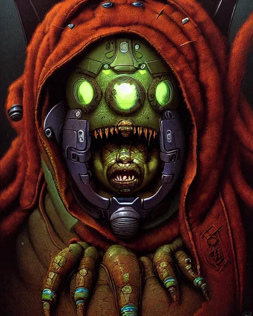 Image similar to orisa from overwatch, character portrait, portrait, close up, concept art, intricate details, highly detailed, horror poster, horror, vintage horror art, realistic, terrifying, in the style of michael whelan, beksinski, and gustave dore