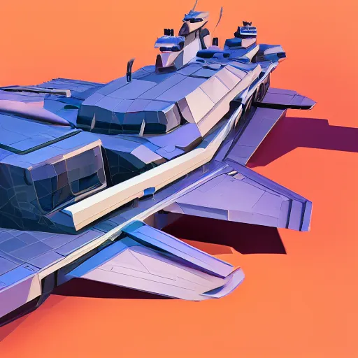 Image similar to super detailed color lowpoly art, big graphic seiner ship, unreal engine, high contrast color palette, 3 d render, lowpoly, colorful, digital art, perspective, full volume composition, syd mead