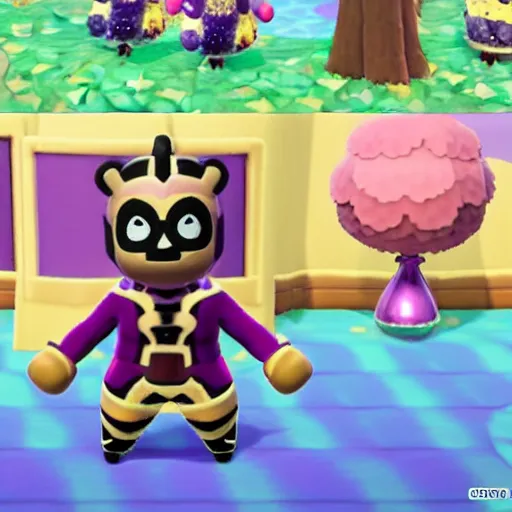 Image similar to thanos wearing a tutu in animal crossing