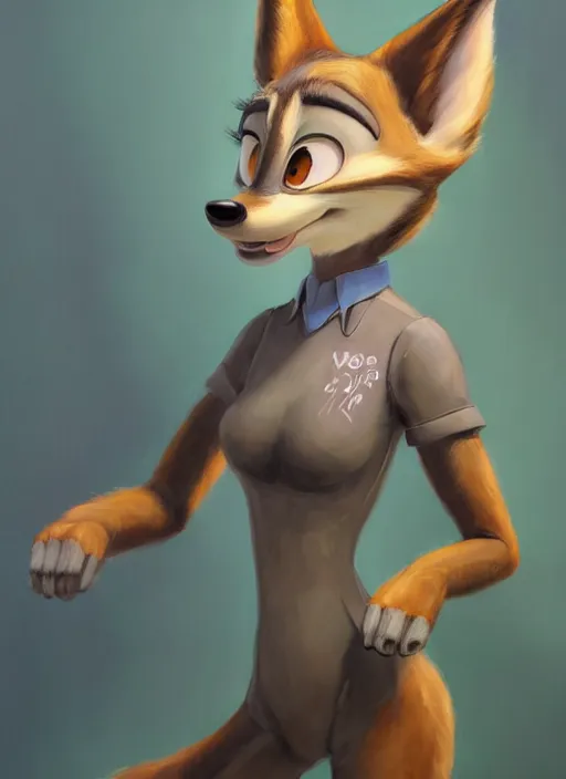 Prompt: oil painting detailed full body of anthromorphic female wolf, in style of zootopia, zootopia, zootopia, fursona, furry, furaffinity, 4 k, deviantart, furry art, fursona art, wearing business suit, in style of zootopia, wolf fursona, cyberpunk, female, expressive, detailed feminine face,