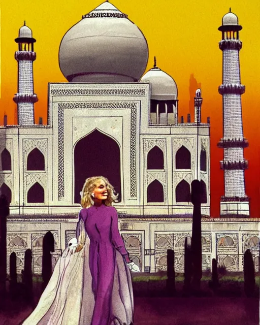 Image similar to tuesday weld visits the taj mahal by mort drucker