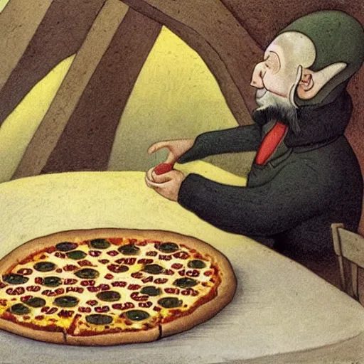 Image similar to pizza! making troll! by theodor kittelsen