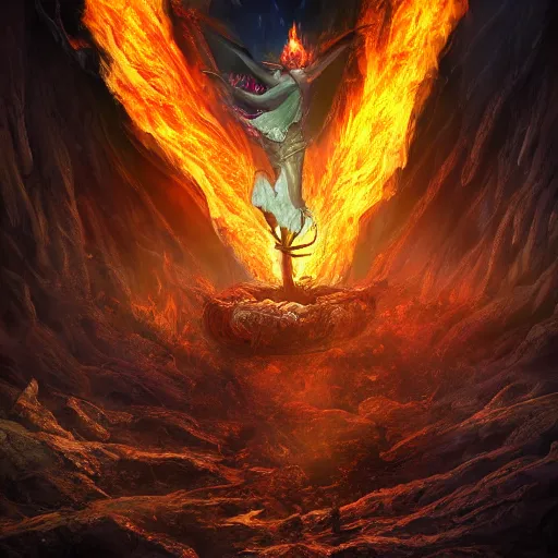 Prompt: novice magician, launches an immense fire ball into the world tree, epic, fantasy, digital art, cataclysmic, inferno, high detail, cinematic, 8 k