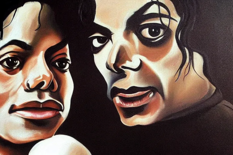 Prompt: michael jackson!!! painting!!! in the style of caravaggio!!!