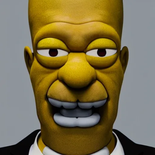 Image similar to homer simpson realistic face highly detailed eyes highly detailed face digital art, 8 k, hd, octane render, unreal engine, 3 d shading, subsurface scattering, limited concentration, iteration 1 0 0 0 0 0 0