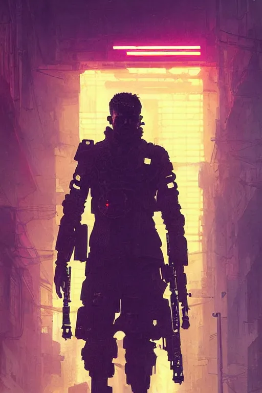 Image similar to soldier from blade runner 2 0 4 9, cyberpunk futuristic neon. decorated with traditional japanese ornaments by ismail inceoglu dragan bibin hans thoma greg rutkowski alexandros pyromallis nekro rene maritte illustrated, perfect face, fine details, realistic shaded, fine - face, pretty face