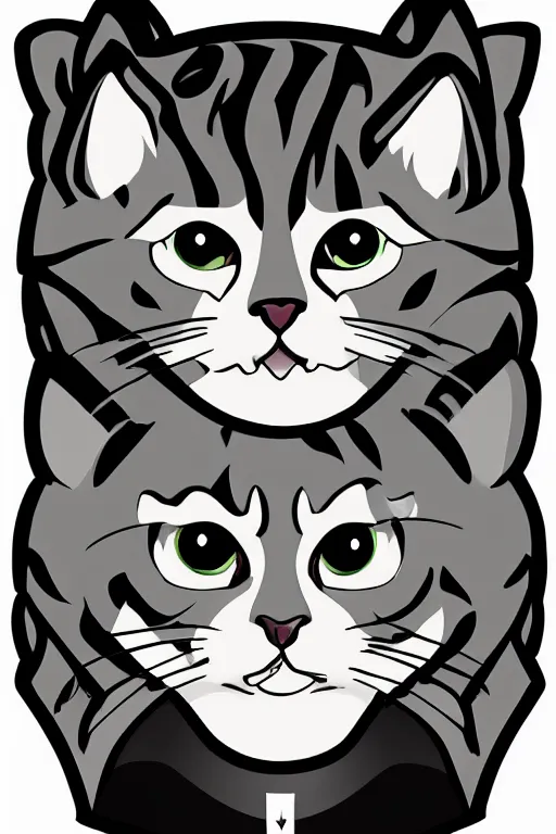 Image similar to A portrait of a kitten as evil warlord general, sticker, Anthropomorphized, portrait, highly detailed, colorful, illustration, smooth and clean vector curves, no jagged lines, vector art, smooth