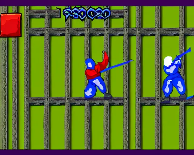 Prompt: screenshot of a crips gang member in the two dimensional web browser game swords and sandals ( 2 0 0 5 ), high quality