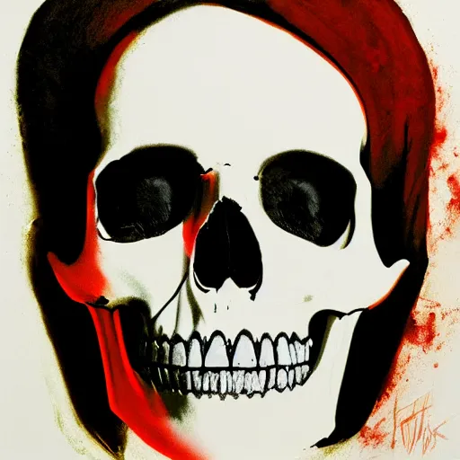 Prompt: painting of the virgin mary skull face by greg rutkowski and andy warhol