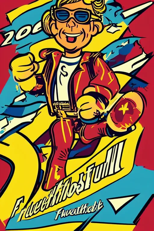 Image similar to fallout 7 6 retro futurist illustration art by butcher billy, sticker, colorful, illustration, highly detailed, simple, smooth and clean vector curves, no jagged lines, vector art, smooth andy warhol style