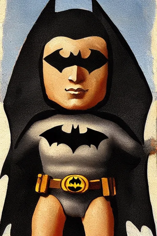 Image similar to batman figure painting the style of leonardo da vinci