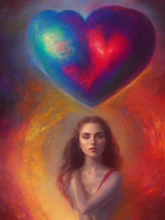 Prompt: a ultradetailed beautiful matte painting of the prismatic heart absorbing the wonderful colors of the emotion around it, oil painting, high resolution 4 k, by tom bagshaw, greg rutkowski, charli bowater and artgeem