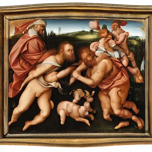 Image similar to quad race, renaissance composition