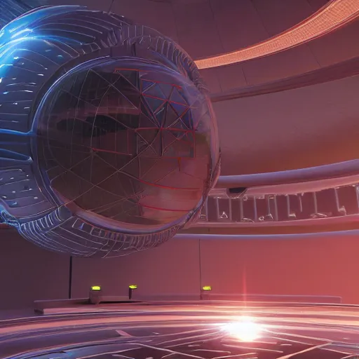 Prompt: a glowing orb of energy floating in mid - air, the inside is like a giant star - gate with portals to other spaces and dimensions, 8 k octane, beautifully, detailed render, post - processing