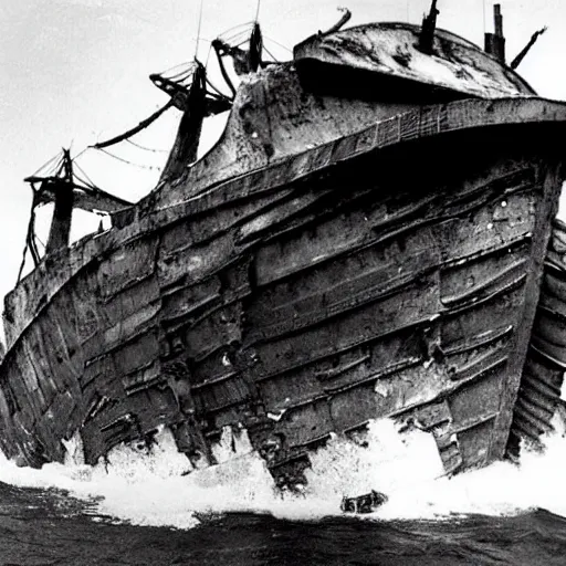 Image similar to an old ship on the bottom of the ocean that sunk a long time ago. mysterious, intimidating, haunted