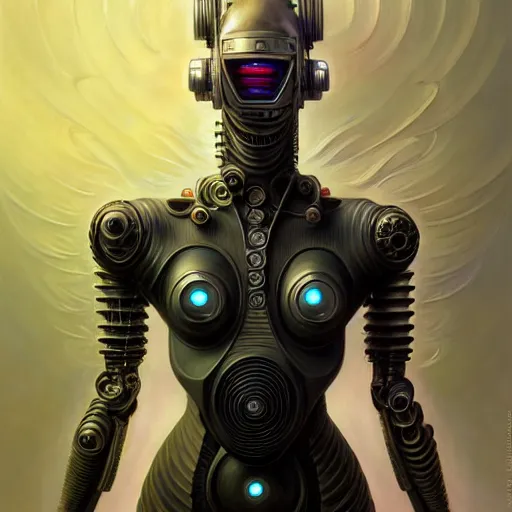 Image similar to front shot of a cyberpunk gazmask robot character, intricate, elegant, highly detailed, centered, digital painting, artstation, concept art, smooth, sharp focus, illustration, artgerm, Tomasz Alen Kopera, Peter Mohrbacher, donato giancola, Joseph Christian Leyendecker, WLOP, Boris Vallejo