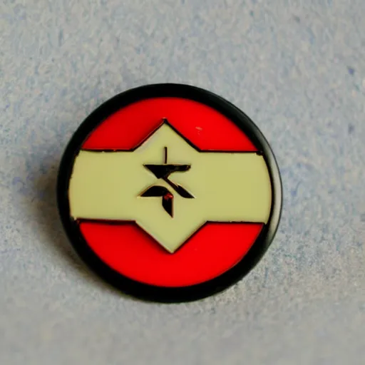 Image similar to a photo of a retro minimalistic clean fire warning enamel pin, studio lighting, flickr