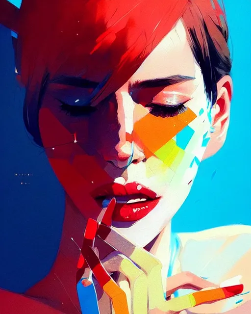 Image similar to a ultradetailed beautiful panting of a stylish woman with colorful bandaids, by conrad roset, greg rutkowski and makoto shinkai, trending on artstation