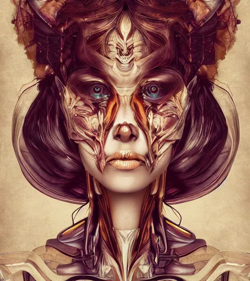 Image similar to beautiful female character inspired by venice carnival ellen ripley | | digital artwork made by greg rutswork, anna dittmann and lois van barlee, symmetrical, anatomically correct