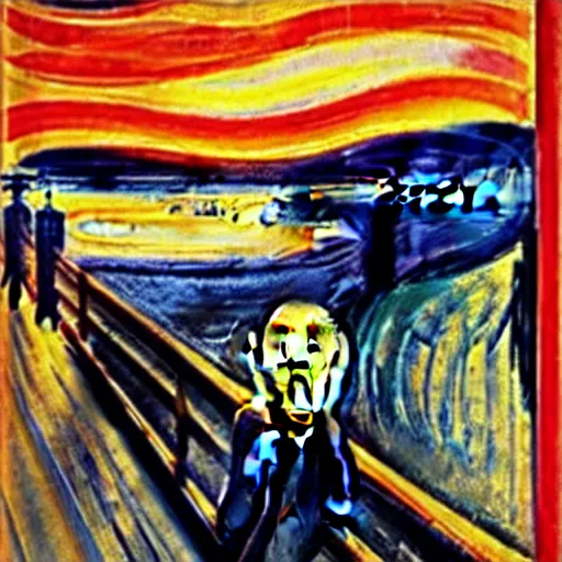 Prompt: the scream painted by Edvard munch