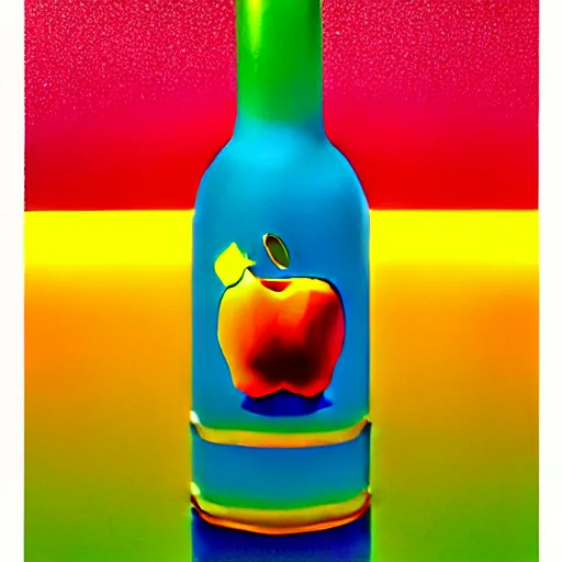 Image similar to apple bottle by shusei nagaoka, kaws, david rudnick, airbrush on canvas, pastell colours, cell shaded, 8 k