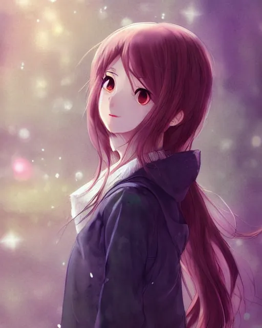 Image similar to a portrait of a teenage girl, moe, kawaii, pretty, lovely, detailed face, digital art by makoto shinkai