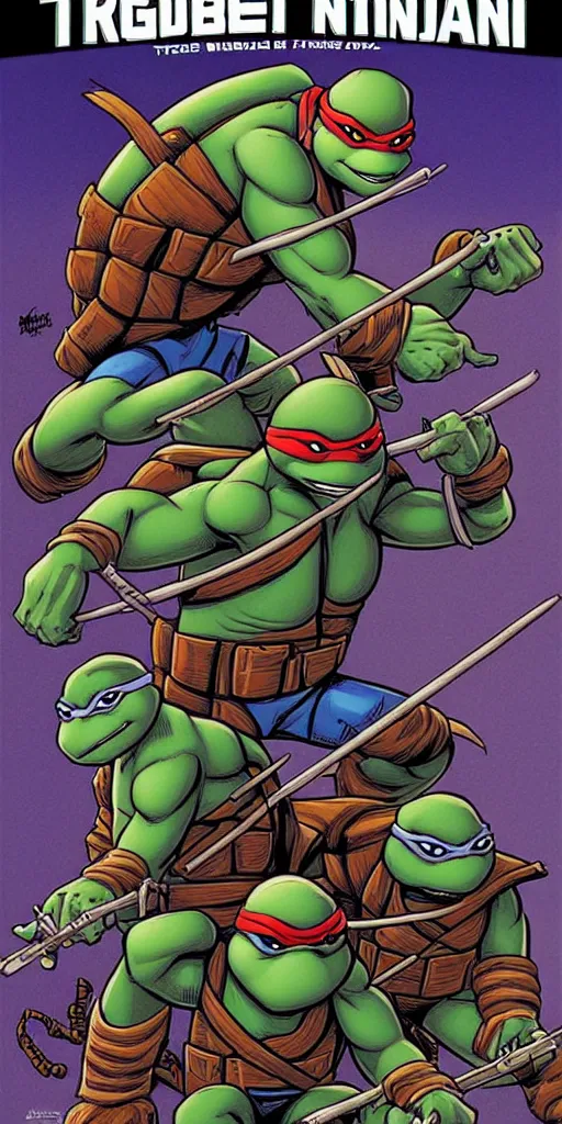 Image similar to Teenage mutant ninja turtle comic book cover illustration by brom