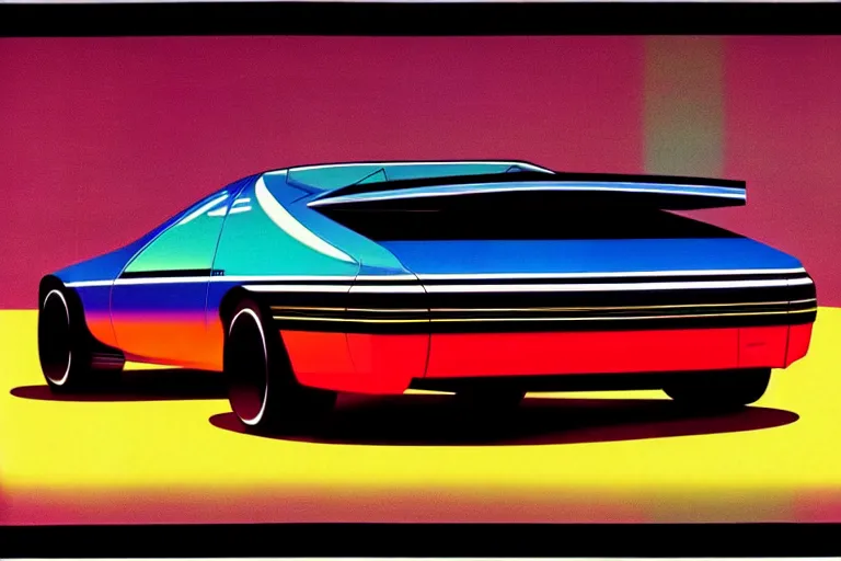 Prompt: designed by syd mead stylized poster of a single toyota soarer concept, thick neon lights, ektachrome photograph, volumetric lighting, f 8 aperture, cinematic eastman 5 3 8 4 film