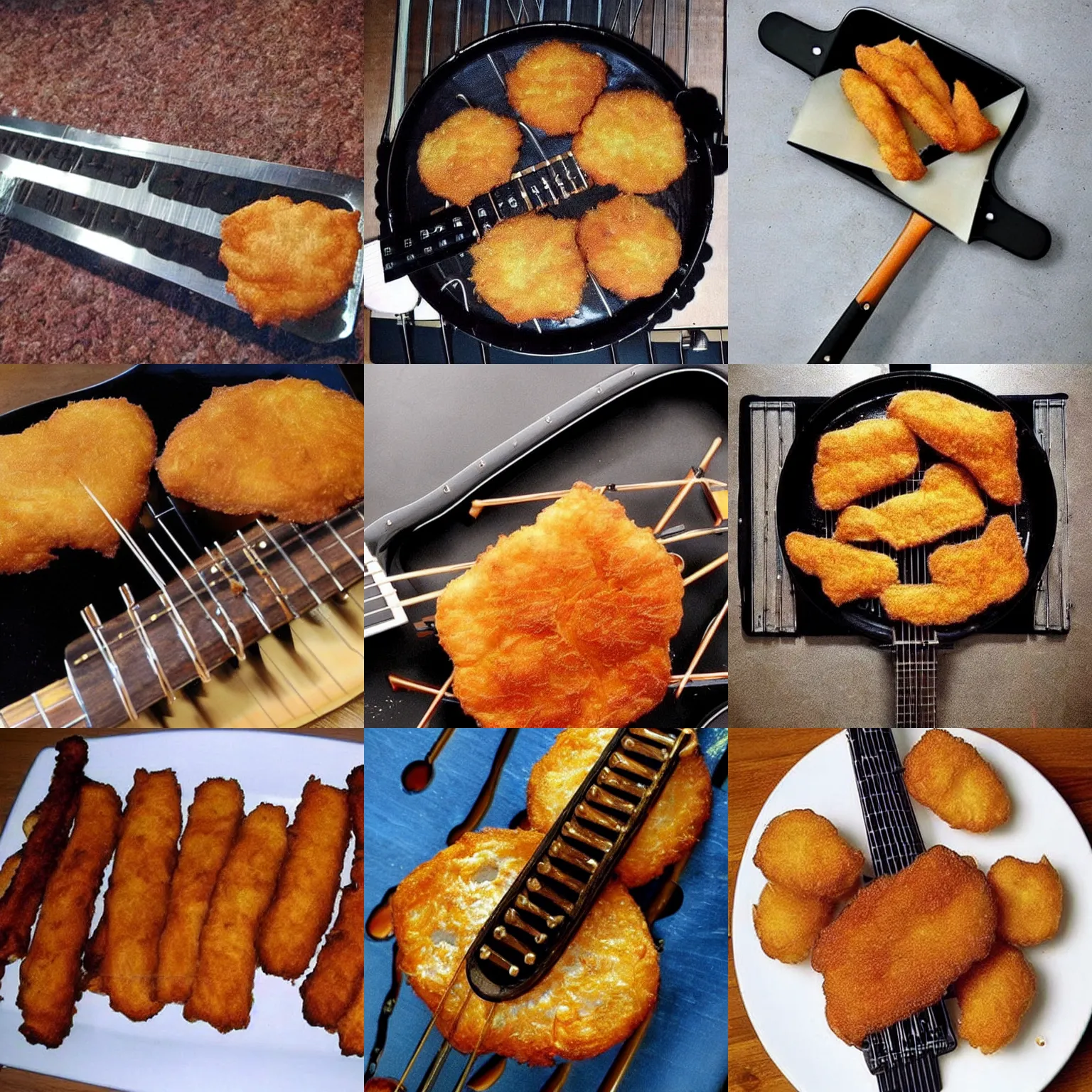 Prompt: perfect fried guitar. omg this picture makes me so unbelievably hungry