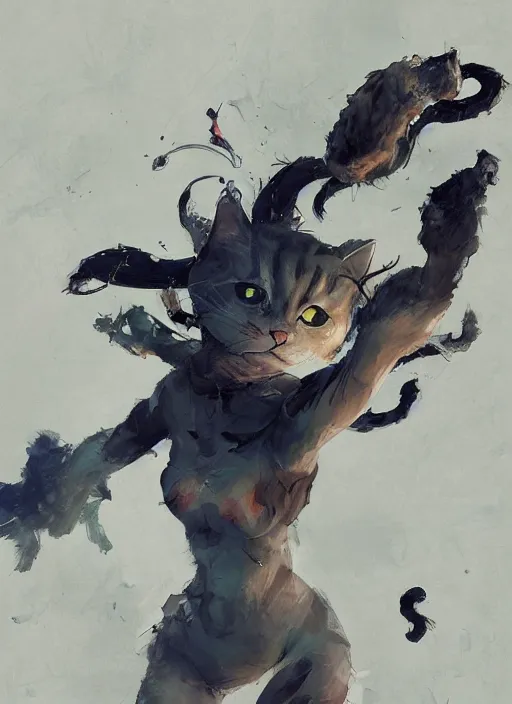 Image similar to surreal gouache gesture painting, by yoshitaka amano, by ruan jia, by Conrad roset, by dofus online artists, detailed anime 3d render of cats fighting,cats, felines, meow, cats, portrait, cgsociety, artstation, rococo mechanical, Digital reality, sf5 ink style, dieselpunk atmosphere, gesture drawn