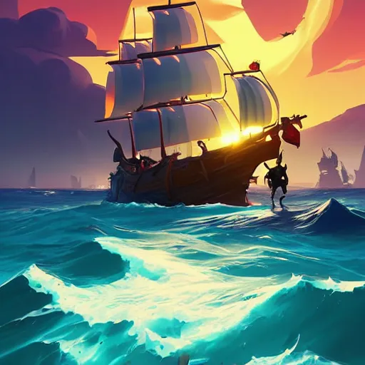 Image similar to painting treasure on sea of thieves game smooth median photoshop filter cutout vector, behance hd by jesper ejsing, by rhads, makoto shinkai and lois van baarle, ilya kuvshinov, rossdraws global illumination