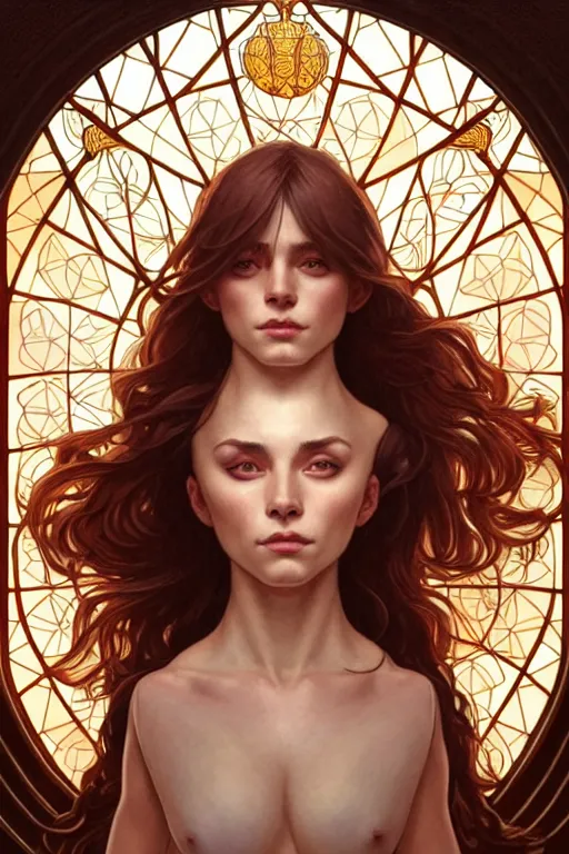 Image similar to symmetry!! intense fanart of 3 / 4 back pose of young christine as acotar protagonist, intricate, elegant, highly detailed, my rendition, digital painting, artstation, concept art, smooth, sharp focus, illustration, art by artgerm and greg rutkowski and alphonse mucha. fireball in hand, traditional clothes