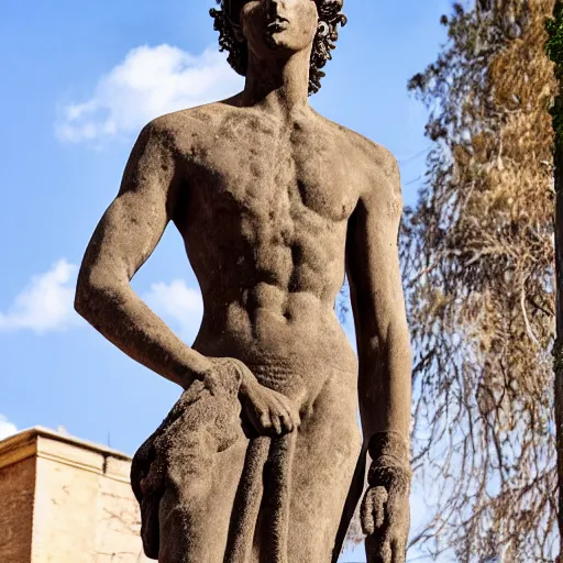 Prompt: ancient 40 foot tall statue of Timothée Chalamet