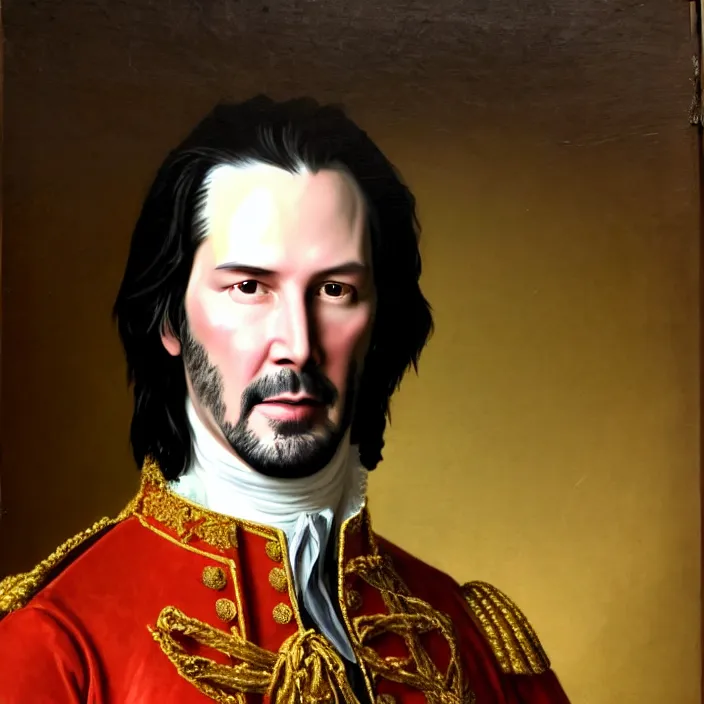 Prompt: an 18th Century royal portrait of Keanu Reeves, portrait, 8k